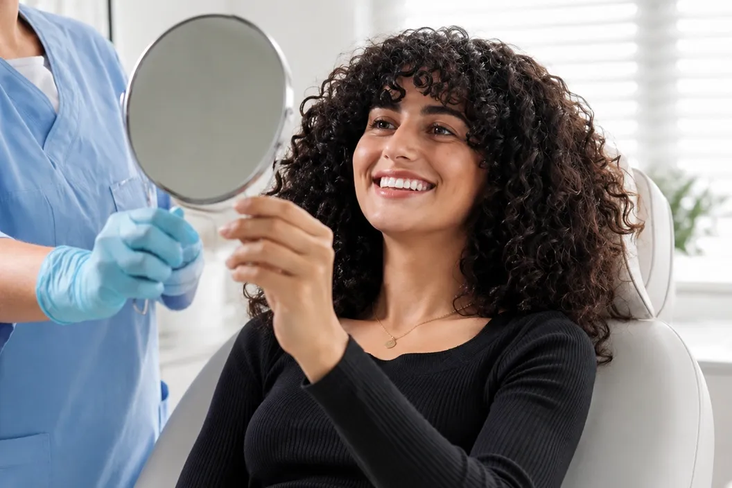 Patient receiving professional preventive dental care